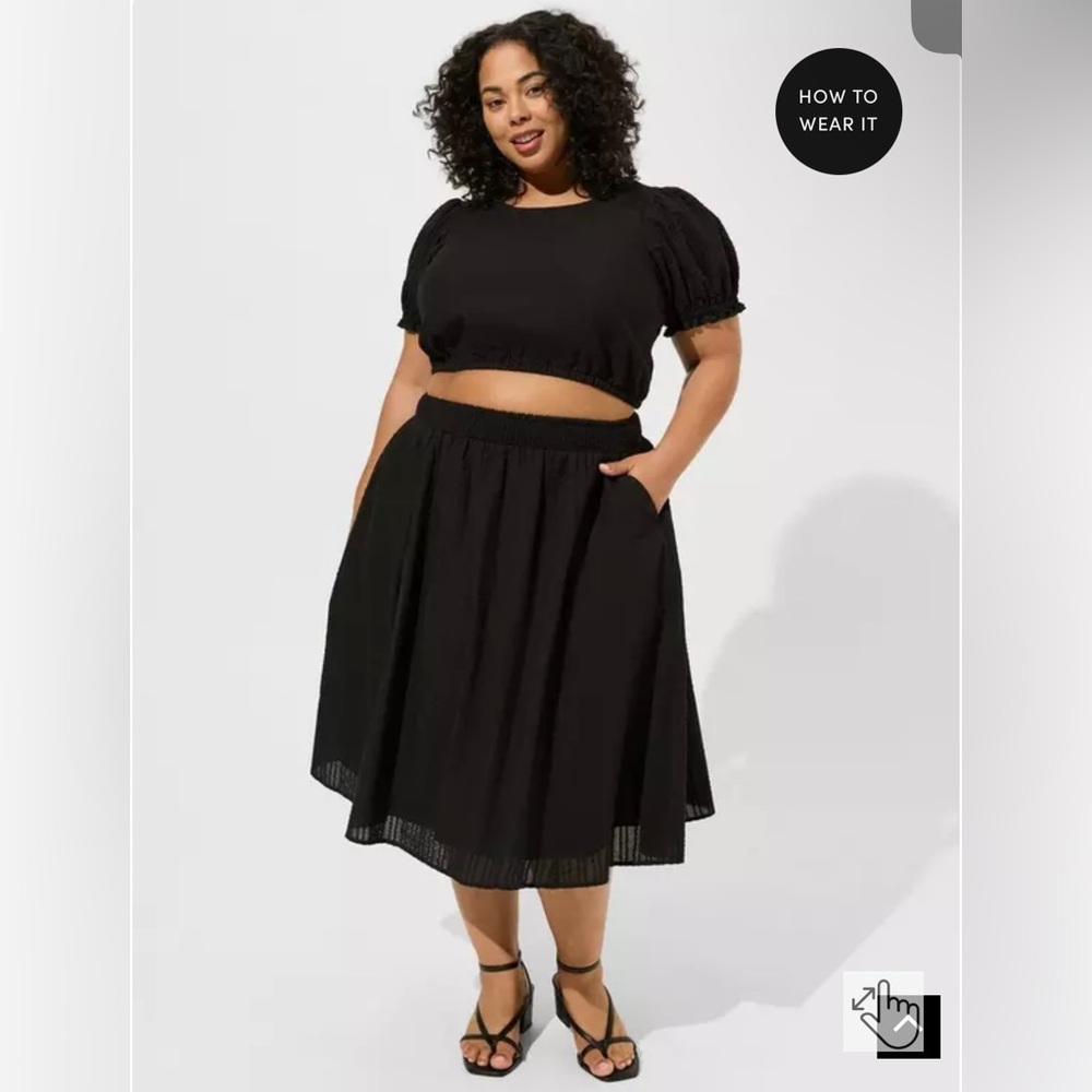 Torrid Seersucker Midi Skirt Crop Top Skirt Set